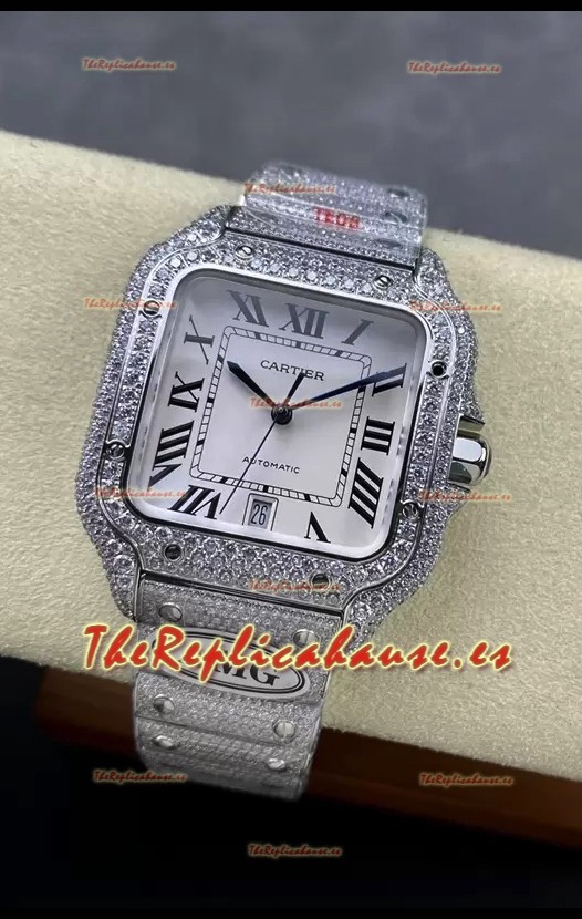 Cartier "Santos De Cartier" Dial Blanco Acero 904L Réplica a Espejo 1:1 - 40MM - Diamantes Genuinos