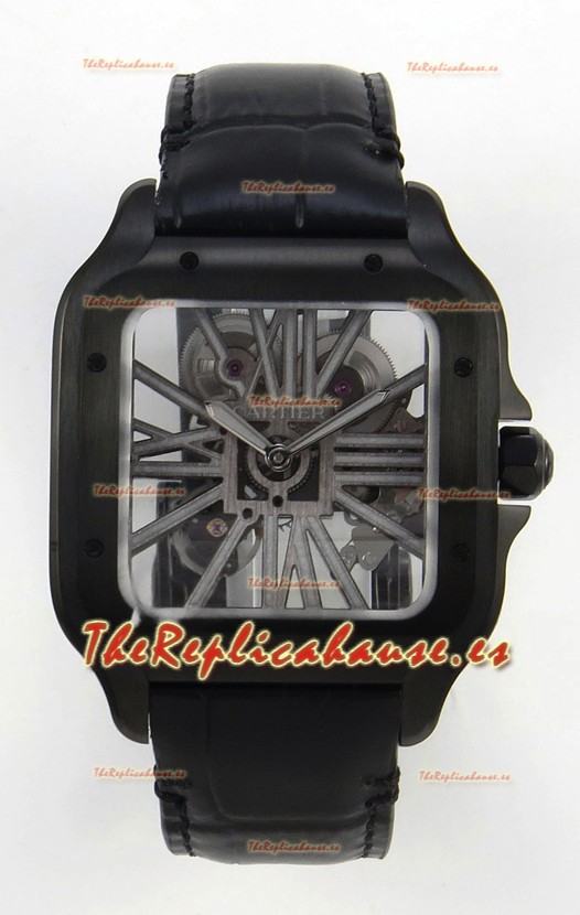 Santos De Cartier Reloj Super Clone Dial en Skeleton Revestimiento PVD