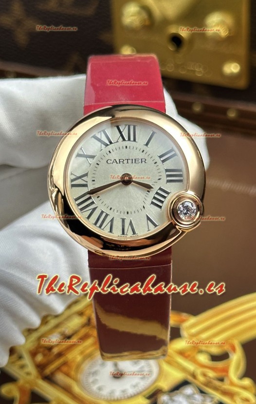 Ballon Blanc De Cartier Cuarzo Suizo Reloj Réplica en Caja Oro Rosado