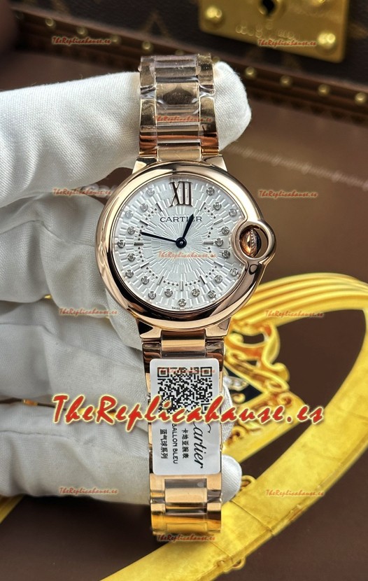 Ballon De Cartier Cuarzo Suizo Calidad Espejo 1:1 33MM en Oro Rosado