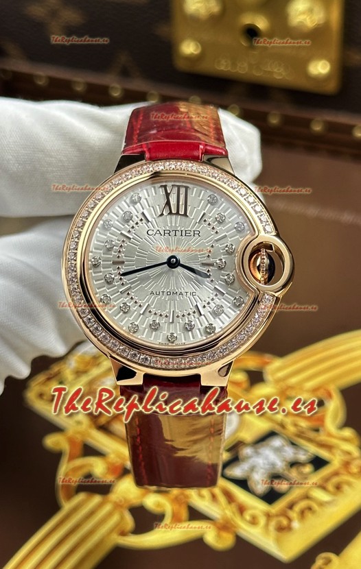 Ballon De Cartier Cuarzo Suizo Calidad Espejo 1:1 33MM en Oro Rosado