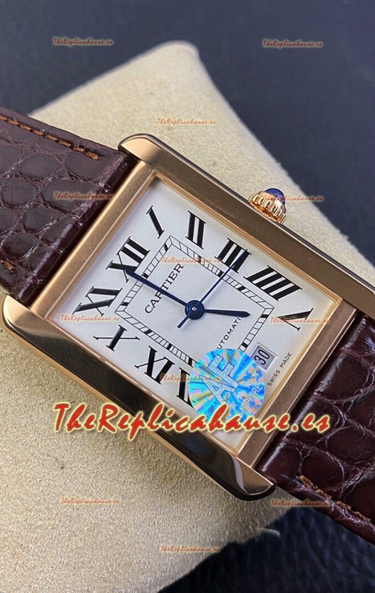 Cartier Tank Solo Reloj Suizo Automático Caja chapada en Oro Rosado - 31MM Ancho - Réplica a Espejo 1:1