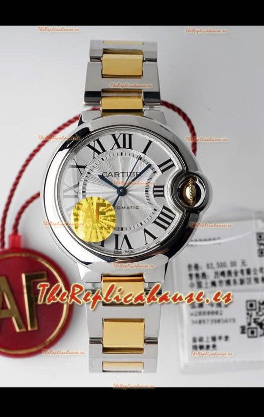 Ballon De Cartier Suizo Automático Calidad Espejo 1:1 33MM Caja Oro Amarillo 2 Tonos