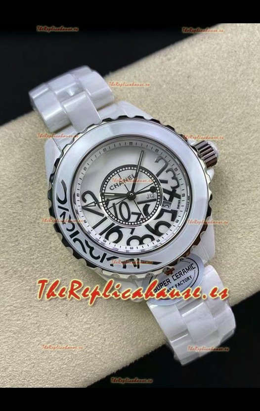 Chanel J12 Ladies Caja Cerámica Blanca Dial Blanco Reloj Réplica Espejo 1:1