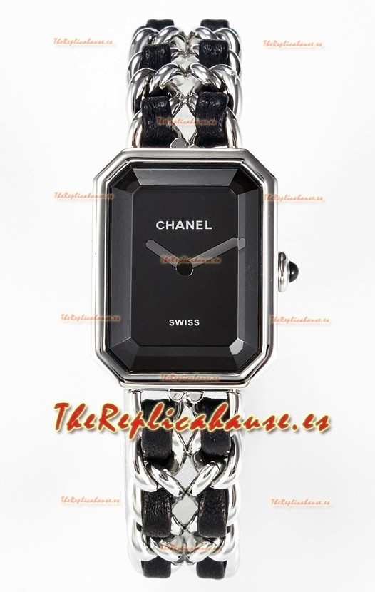 Chanel Premiere Iconic Chain Watch con Cadenas en Negro y Acero Reloj Cuarzo Suizo