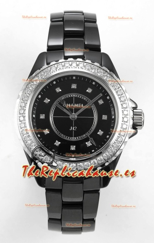 Chanel J12 38MM Reloj Caja Cerámica Negra Automático Réplica Espejo 1:1