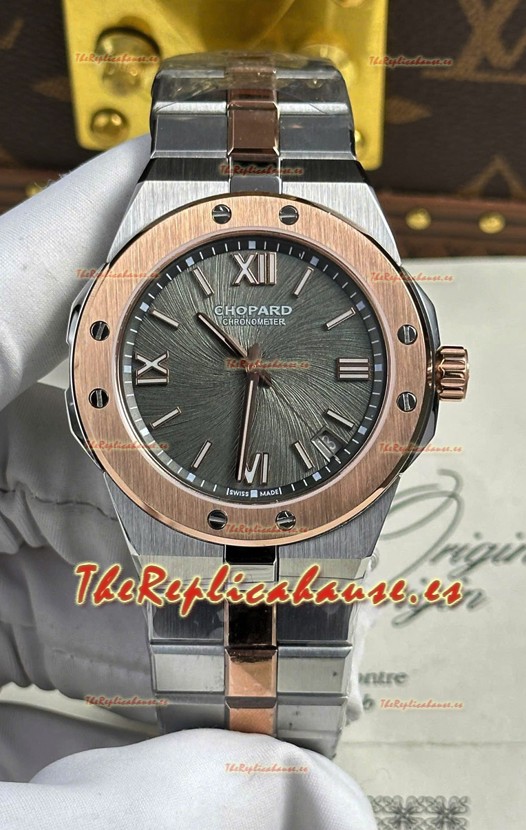 Chopard Alpine Eagle Dial Gris Oro Rosado Dos Tonos Super Clone Reloj Réplica 