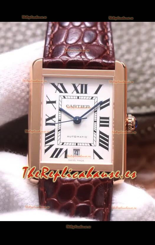 Cartier Tank Solo Reloj Suizo Automático chapado en Oro Rosado 31MM Ancho