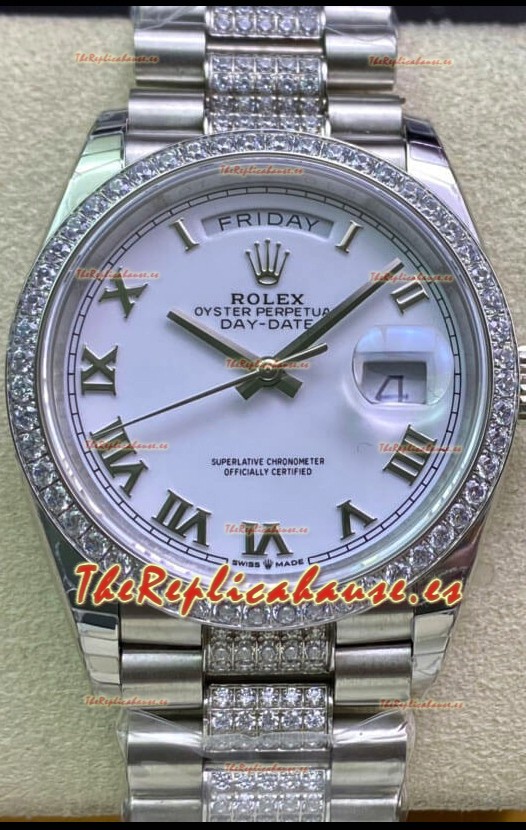 Rolex Day Date Presidential M128349RBR-0026 Acero 904L 36MM - Dial Blanco Romanos Calidad a Espejo 1:1