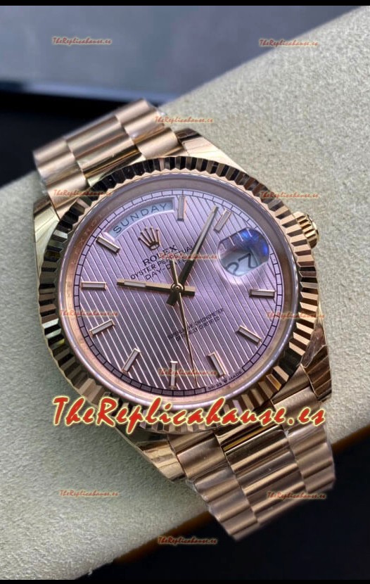Rolex Day Date 40MM M228235-0005 1:1 Oro Rosado Dial Champange Reloj Réplica a Espejo 1:1