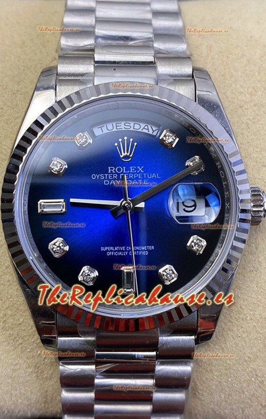 Rolex Day Date Presidential Acero 904L 36MM - Dial Azul Calidad a Espejo 1:1