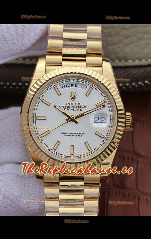 Rolex Day Date Presidential Acero 904L Oro Amarillo 40MM - Dial Blanco Calidad Espejo 1:1