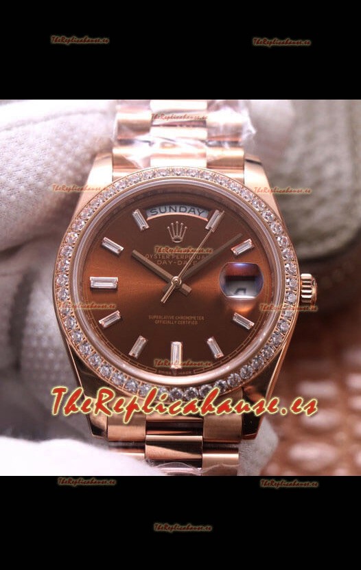 Rolex Day Date Presidential Acero 904L Oro Rosado 40MM - Dial Marrón Calidad a Espejo 1:1