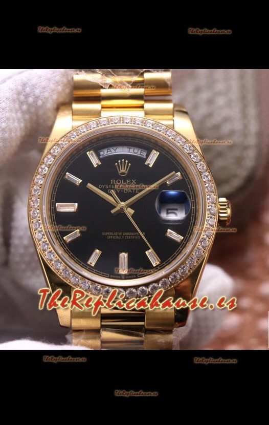 Rolex Day Date Presidential Acero 904L Oro Amarillo 40MM - Dial Negro Calidad a Espejo 1:1