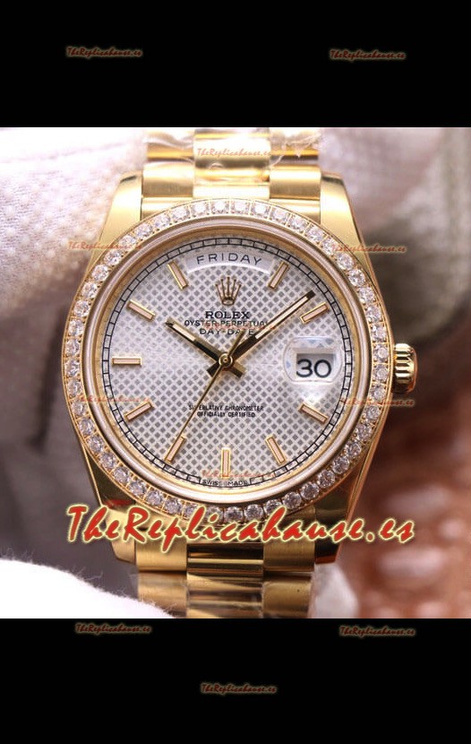 Rolex Day Date Presidential Acero 904L Oro Amarillo 40MM - Dial Blanco en Acero Calidad a Espejo 1:1
