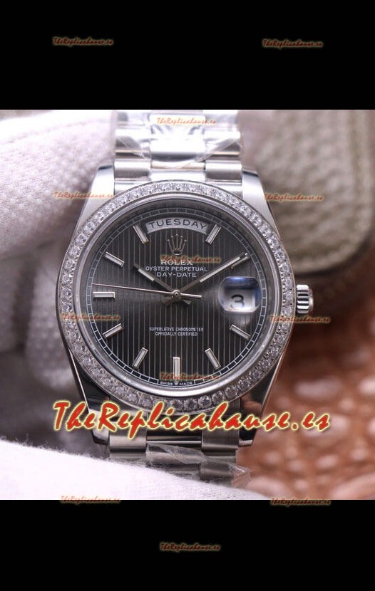 Rolex Day Date Presidential Acero 904L 40MM - Dial Gris Oscuro Calidad a Espejo 1:1