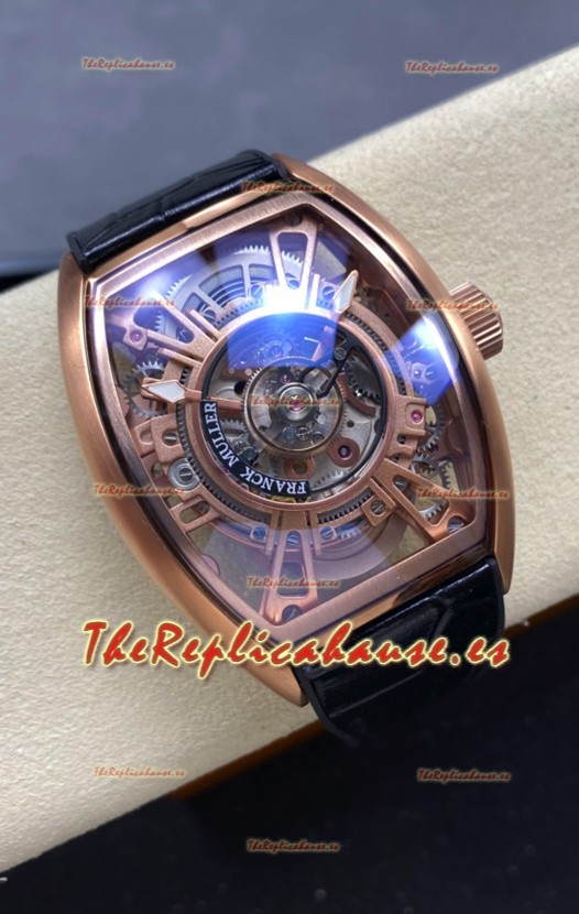 Franck Muller Curvex Grand Central Tourbillon Caja Oro Rosado Reloj Réplica Espejo 1:1