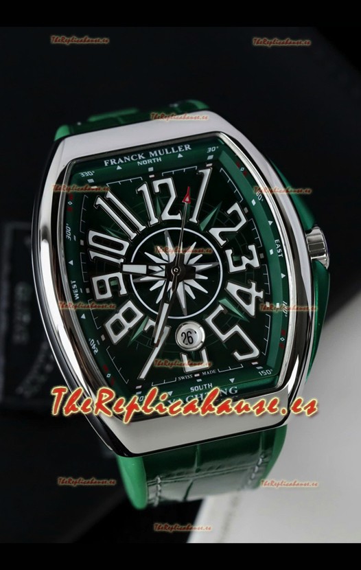 Franck Muller Vanguard Yachting Acero Inoxidable Dial Verde Reloj Réplica Suizo Espejo 1:1
