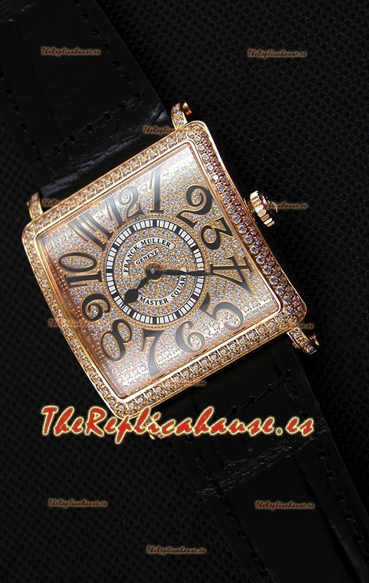 Franck Muller Master of Sqaure Ladies Relo Réplica de Cuarzo Caja en Oro Rosado