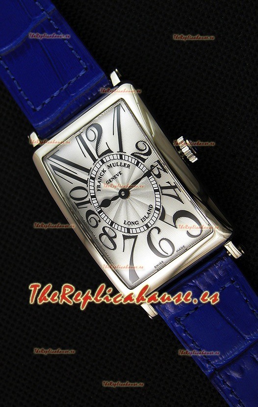 Franck Muller Long Island Ladies Reloj Réplica con Movimiento de Cuarzo Suizo correa color Azul