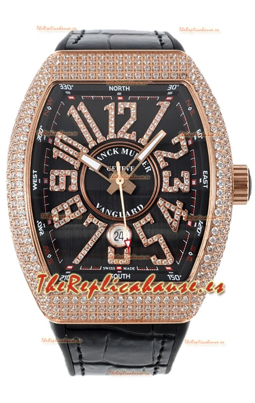 Franck Muller Vanguard V45 Yachting chapado en Oro Rosado - Dial Negro