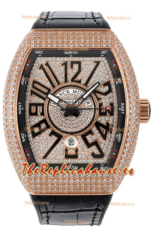 Franck Muller Vanguard V45 Edition chapado en Oro Rosado - Numerales Negros 