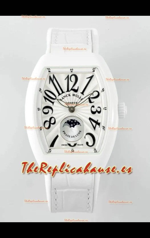 Franck Muller Vanguard Moonphase V32 Caja Ceerámica - Dial Blanco Movimiento Automático