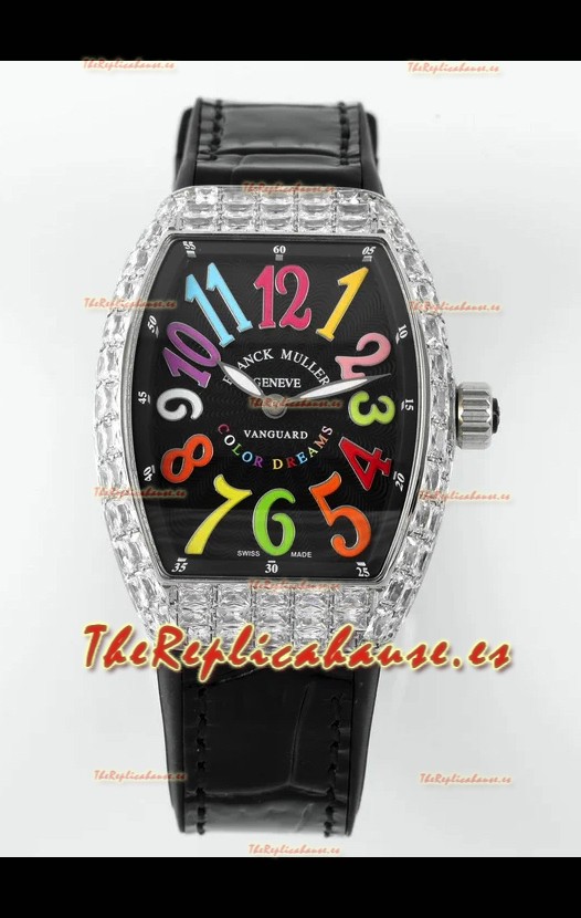 Franck Muller Vanguard V32 Dial Negro- Color Dreams con Caja Diamantes Réplica Suiza