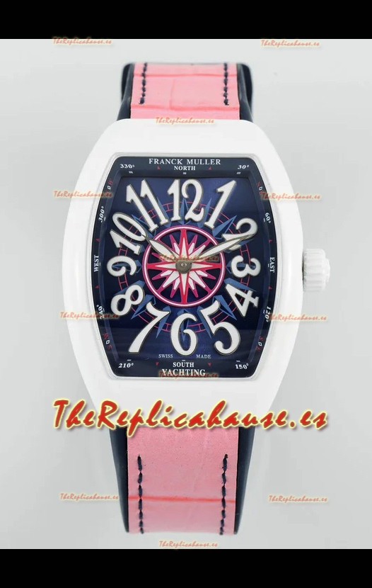 Franck Muller Vanguard Yachting V32 Caja Cerámica Correa/Dial Rosado Reloj Réplica Suiza 