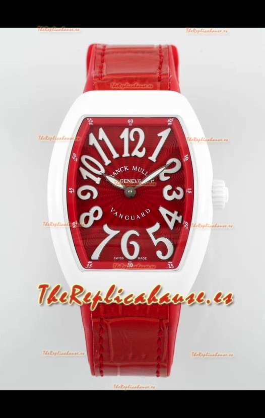 Franck Muller Vanguard Yachting V32 Caja Cerámica Correa/Dial Rojo Reloj Réplica Suiza 