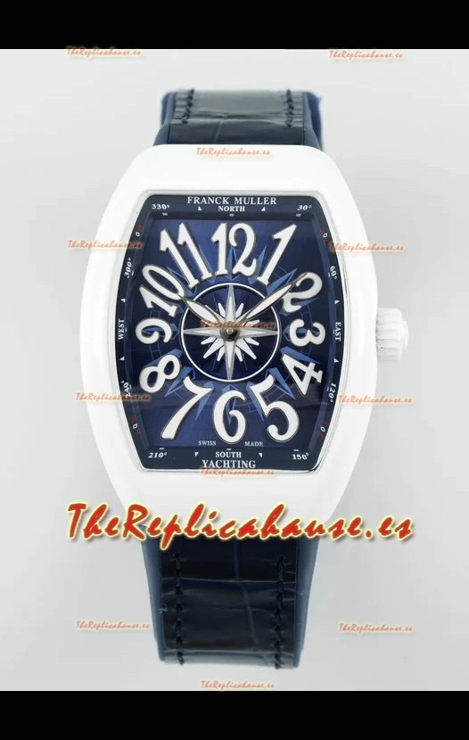 Franck Muller Vanguard Yachting V32 Caja Cerámica Correa/Dial Azul Reloj Réplica Suiza 