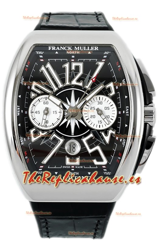 Franck Muller Vanguard V45 Chronograph Acero 904L Dial Negro Reloj Suizo