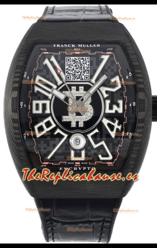 Franck Muller Vanguard Encrypto BTC V45 Caja Carbono Reloj Réplica Suiza