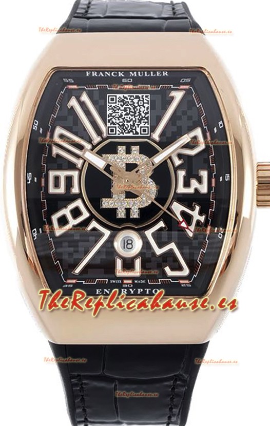 Franck Muller Vanguard Encrypto BTC V45 Caja Oro Rosado Reloj Réplica Suiza