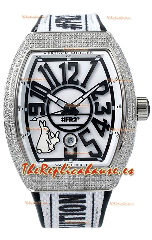 Franck Muller "Fr2nck" Vanguard Rabbit Edition Reloj Réplica Suiza Bisel Diamantes