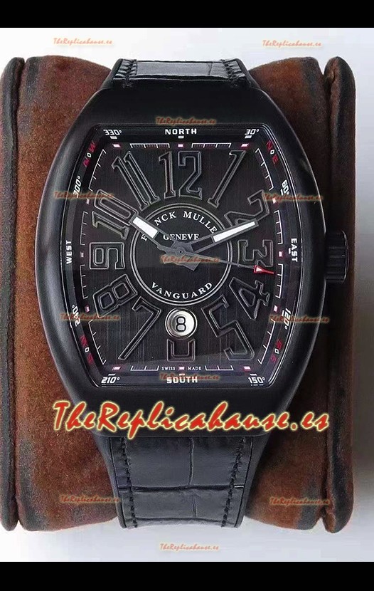 Franck Muller Vanguard Caja Negra Revestimiento DLC Indices Reloj Suizo
