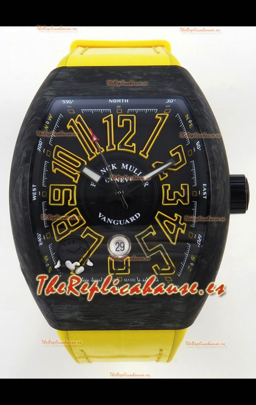 Franck Muller Super Clone Vanguard V45 Racing Carbono con Correa de Nylon