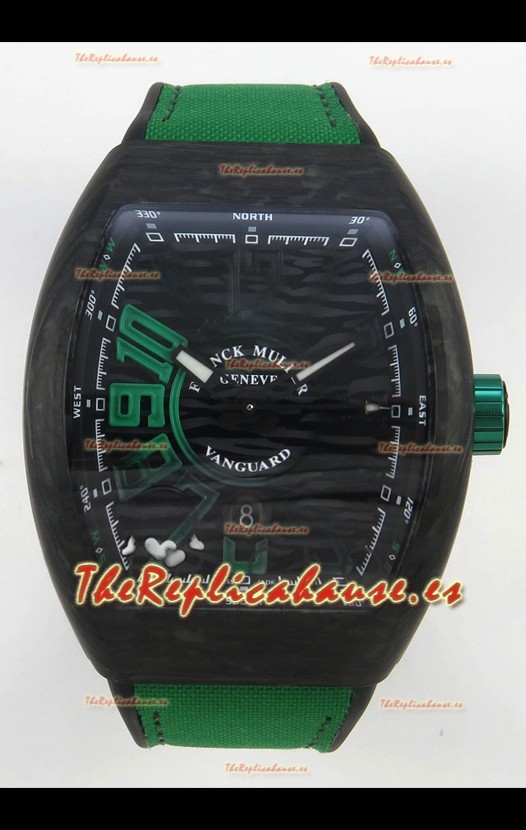 Franck Muller Super Clone Vanguard V45 Racing Carbono con Correa de Nylon