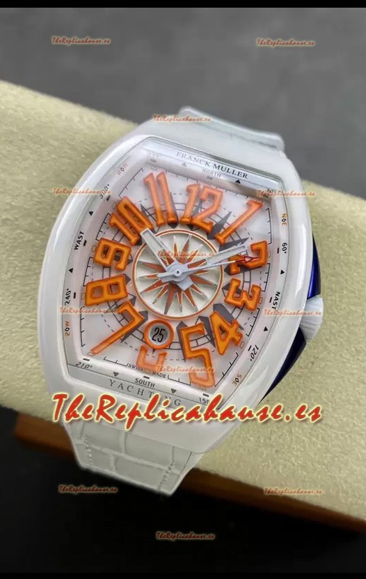 Franck Muller Vanguard Yachting Cerámica Blanca Reloj Réplica Suizo Espejo 1:1