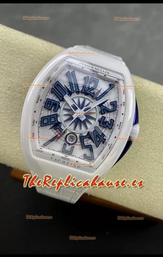 Franck Muller Vanguard Yachting Cerámica Blanca Reloj Réplica Suizo Espejo 1:1