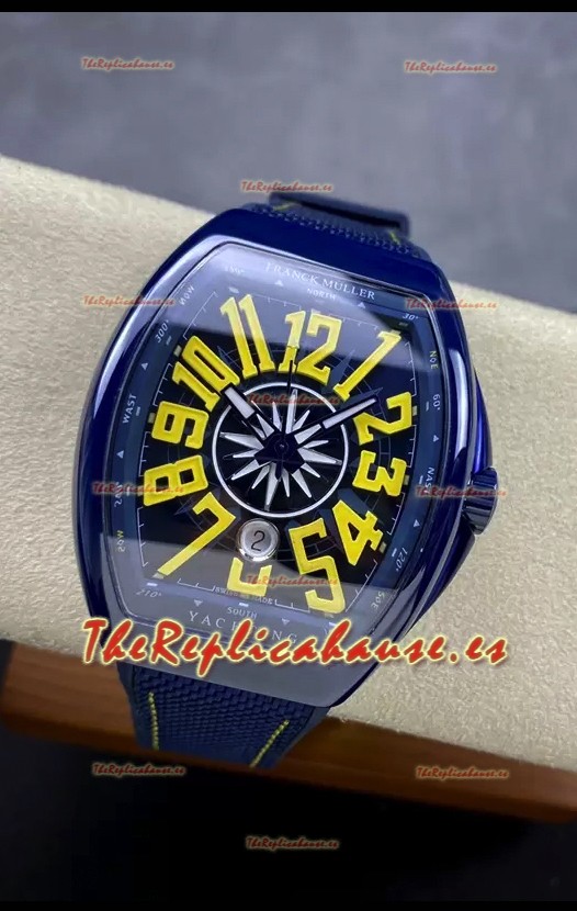 Franck Muller Vanguard Yachting Cerámica Azul Reloj Réplica Suizo Espejo 1:1
