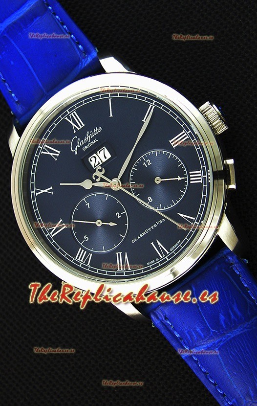 Glashuette Dual Sub Dial Reloj Réplica Japonés en Dial Azul