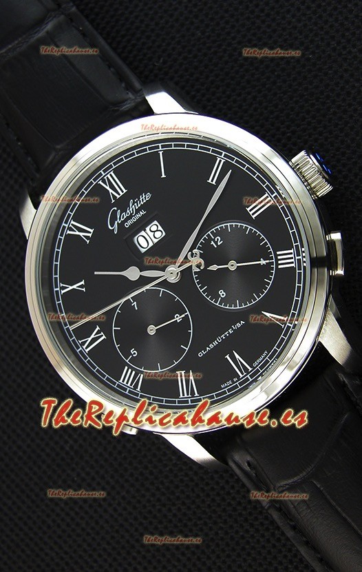 Glashuette Dual Sub Dial Reloj Réplica Japonés en Dial Negro