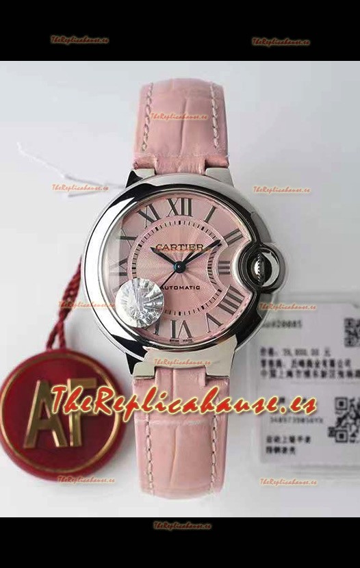 Ballon De Cartier Suizo Automático Calidad a Espejo 1:1 33MM Dial y Correa en Rosado