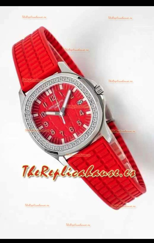 Patek Philippe Aquanaut LUCE 5072A-001 Quartz Swiss Replica Watch in Red Dial - 35MM