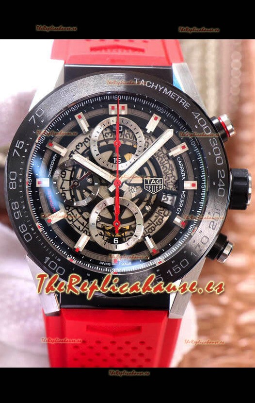 Tag Heuer Carrera Heuer 01 Reloj Réplica Suizo en Correa Roja 45MM 