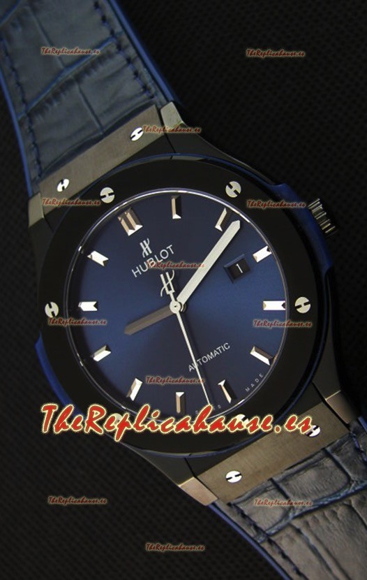 Hublot Classic Fusion Reloj Réplica Suizo en Cerámica color Azul - Réplica a Espejo 1:1