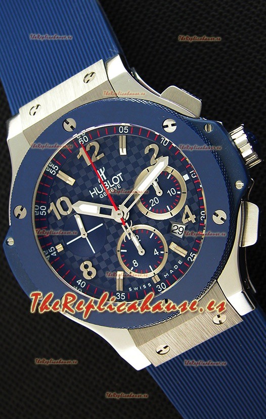 Hublot Big Bang Reloj Réplica Suizo Dial en Carbon Color Azul - Réplica a Espejo 1:1