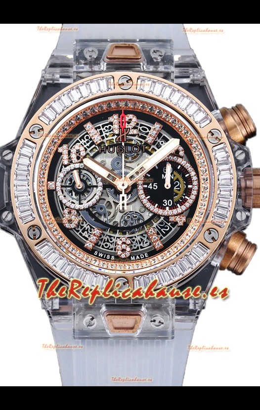 Hublot Big Bang Unico Caja Zafiro Reloj Edición Réplica Suiza 1:1 Correa Blanca