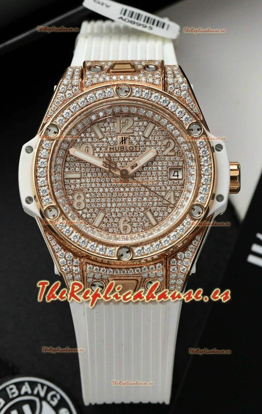Hublot Big Bang One Click Dial pavimentado en Diamantes Oro Rosado Reloj Réplica Suiza 39MM